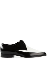 schwarze und weiße Leder Derby Schuhe von Saint Laurent
