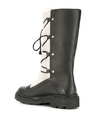 schwarze und weiße Leder mittelalte Stiefel von Bally