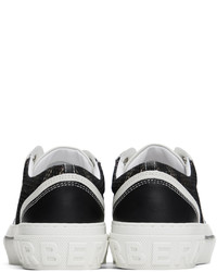 schwarze und weiße Leder niedrige Sneakers mit Karomuster von Burberry