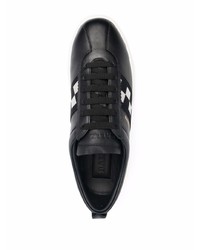schwarze und weiße Leder niedrige Sneakers mit Karomuster von Bally