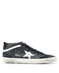 schwarze und weiße Leder niedrige Sneakers mit Sternenmuster von Golden Goose