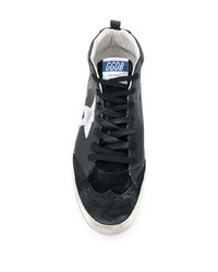 schwarze und weiße Leder niedrige Sneakers mit Sternenmuster von Golden Goose