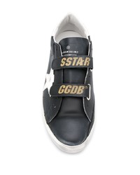 schwarze und weiße Leder niedrige Sneakers mit Sternenmuster von Golden Goose