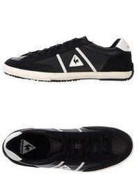 schwarze und weiße Leder niedrige Sneakers