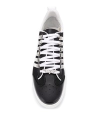 schwarze und weiße Leder niedrige Sneakers von DSQUARED2