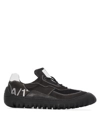 schwarze und weiße Leder niedrige Sneakers von A-Cold-Wall*