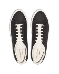 schwarze und weiße Leder niedrige Sneakers von Common Projects