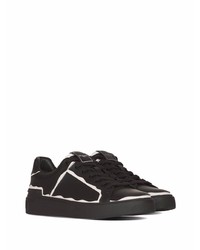 schwarze und weiße Leder niedrige Sneakers von Balmain