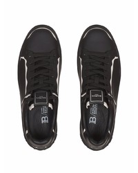 schwarze und weiße Leder niedrige Sneakers von Balmain