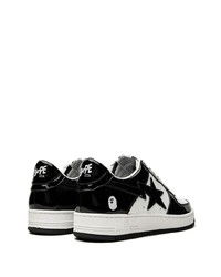 schwarze und weiße Leder niedrige Sneakers von A Bathing Ape