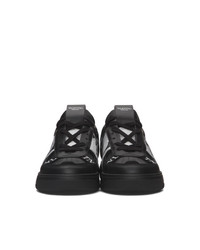 schwarze und weiße Leder niedrige Sneakers von Valentino