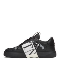 schwarze und weiße Leder niedrige Sneakers von Valentino