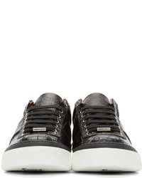 schwarze und weiße Leder niedrige Sneakers von Jimmy Choo