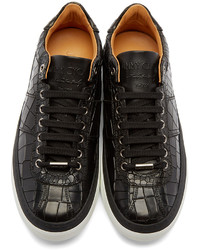 schwarze und weiße Leder niedrige Sneakers von Jimmy Choo