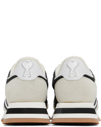 schwarze und weiße Leder niedrige Sneakers von AMI Alexandre Mattiussi