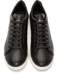 schwarze und weiße Leder niedrige Sneakers von Alexander McQueen