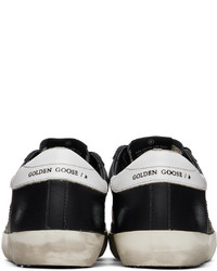 schwarze und weiße Leder niedrige Sneakers von Golden Goose