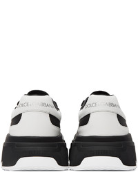 schwarze und weiße Leder niedrige Sneakers von Dolce & Gabbana