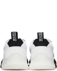 schwarze und weiße Leder niedrige Sneakers von VERSACE JEANS COUTURE