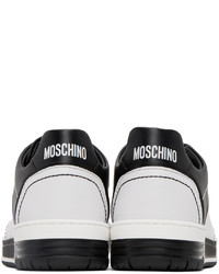 schwarze und weiße Leder niedrige Sneakers von Moschino