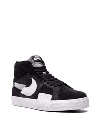 schwarze und weiße Leder niedrige Sneakers von Nike