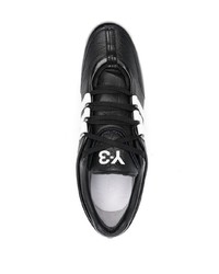 schwarze und weiße Leder niedrige Sneakers von Y-3