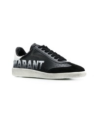 schwarze und weiße Leder niedrige Sneakers von Isabel Marant