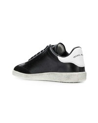 schwarze und weiße Leder niedrige Sneakers von Isabel Marant