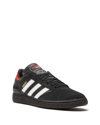 schwarze und weiße Leder niedrige Sneakers von adidas