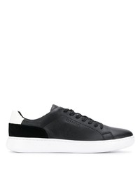 schwarze und weiße Leder niedrige Sneakers von Calvin Klein
