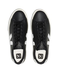 schwarze und weiße Leder niedrige Sneakers von Veja