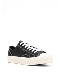 schwarze und weiße Leder niedrige Sneakers von Superga