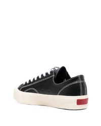 schwarze und weiße Leder niedrige Sneakers von Superga