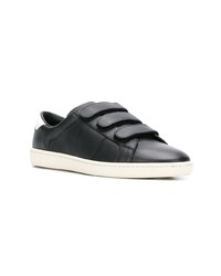 schwarze und weiße Leder niedrige Sneakers von Saint Laurent