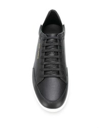 schwarze und weiße Leder niedrige Sneakers von Saint Laurent