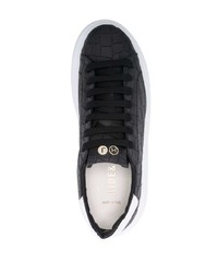 schwarze und weiße Leder niedrige Sneakers von Hide&Jack