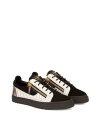 schwarze und weiße Leder niedrige Sneakers von Giuseppe Zanotti