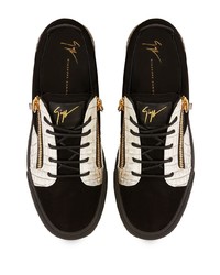 schwarze und weiße Leder niedrige Sneakers von Giuseppe Zanotti