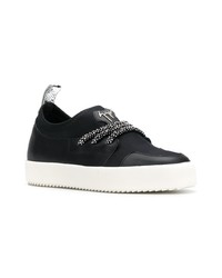 schwarze und weiße Leder niedrige Sneakers von Giuseppe Zanotti Design