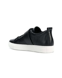 schwarze und weiße Leder niedrige Sneakers von Lanvin