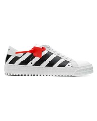 schwarze und weiße Leder niedrige Sneakers von Off-White