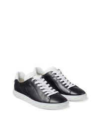 schwarze und weiße Leder niedrige Sneakers von Jimmy Choo