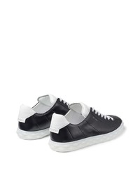 schwarze und weiße Leder niedrige Sneakers von Jimmy Choo