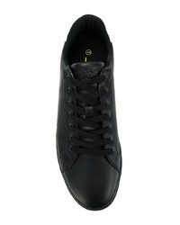 schwarze und weiße Leder niedrige Sneakers von Versace Jeans