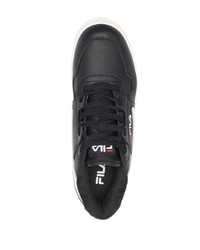 schwarze und weiße Leder niedrige Sneakers von Fila