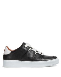 schwarze und weiße Leder niedrige Sneakers von Ermenegildo Zegna