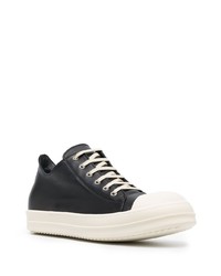 schwarze und weiße Leder niedrige Sneakers von Rick Owens