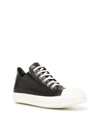 schwarze und weiße Leder niedrige Sneakers von Rick Owens