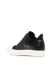 schwarze und weiße Leder niedrige Sneakers von Rick Owens