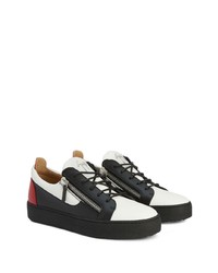 schwarze und weiße Leder niedrige Sneakers von Giuseppe Zanotti